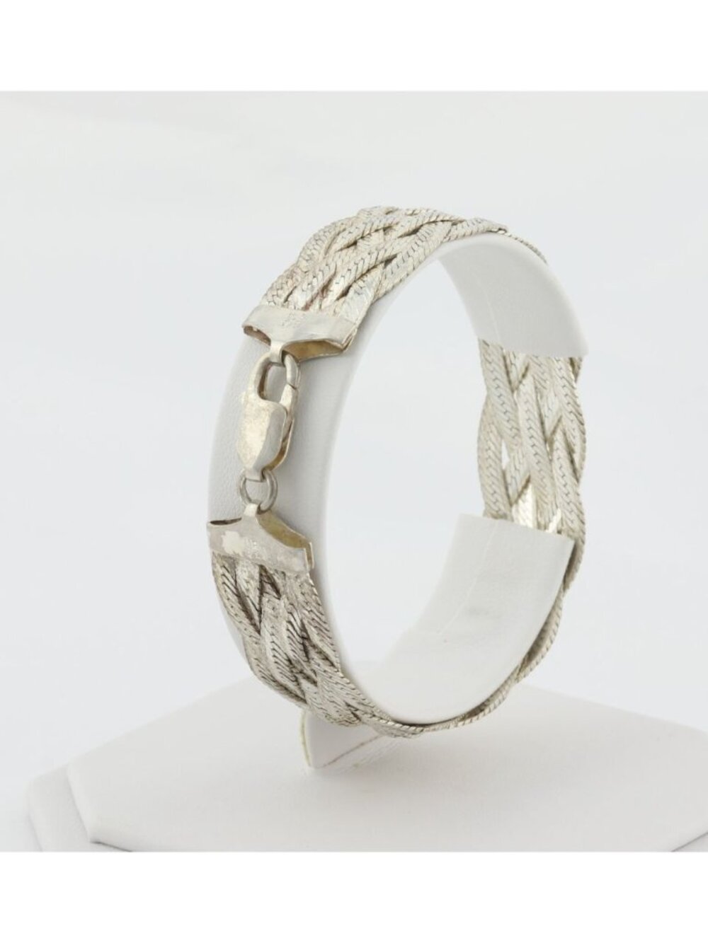 Sterling Silver Herringbone Weaved Braided Bracelet 7 1/2" inch - Picture 5 of 7